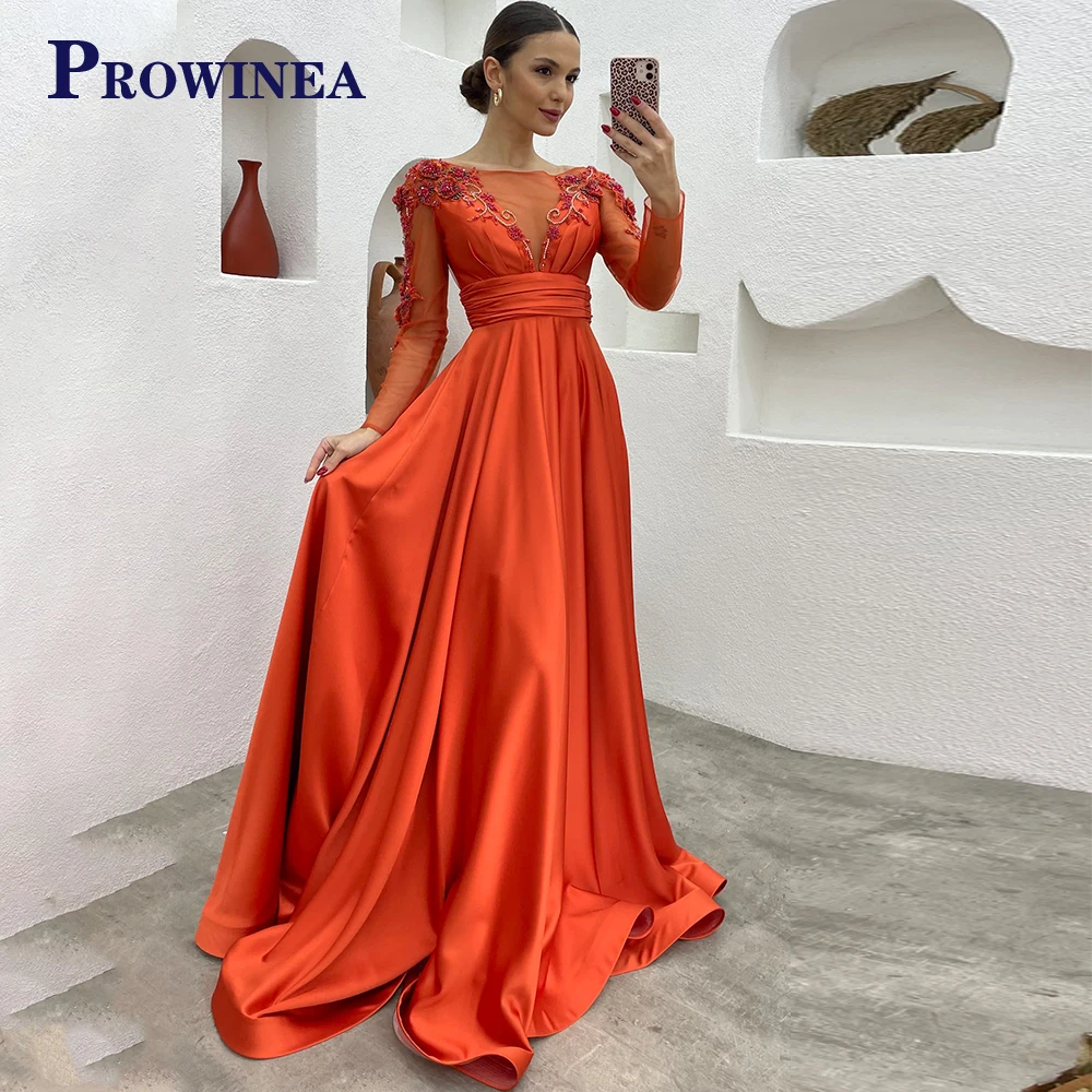 

Prowinea Scoop Exquisite Backless Zipper Evening Gowns For Women Floral Print Customised Beadings Vestidos Robes De Soirée Pleat