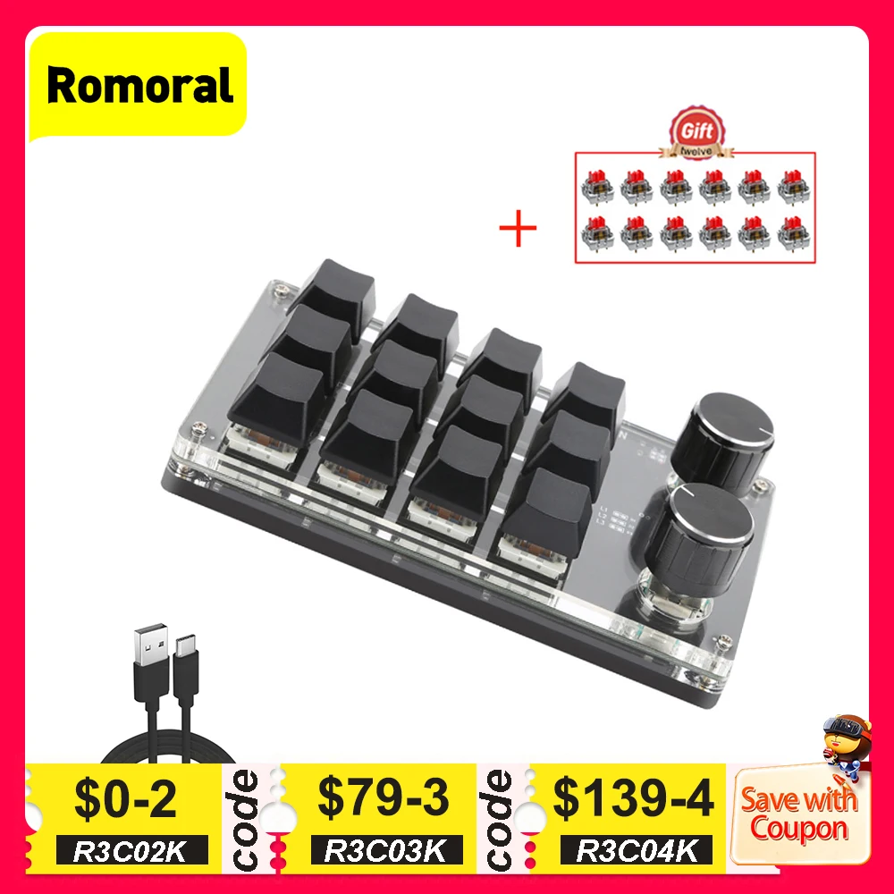 Программируемая клавиатура для макросъемки 3/6/9/12 клавиши Bluetooth USB пользовательская ручка 1/2 ручка для копирования вставка в Фотошоп Hotswap клавиатура игровая клавиатура