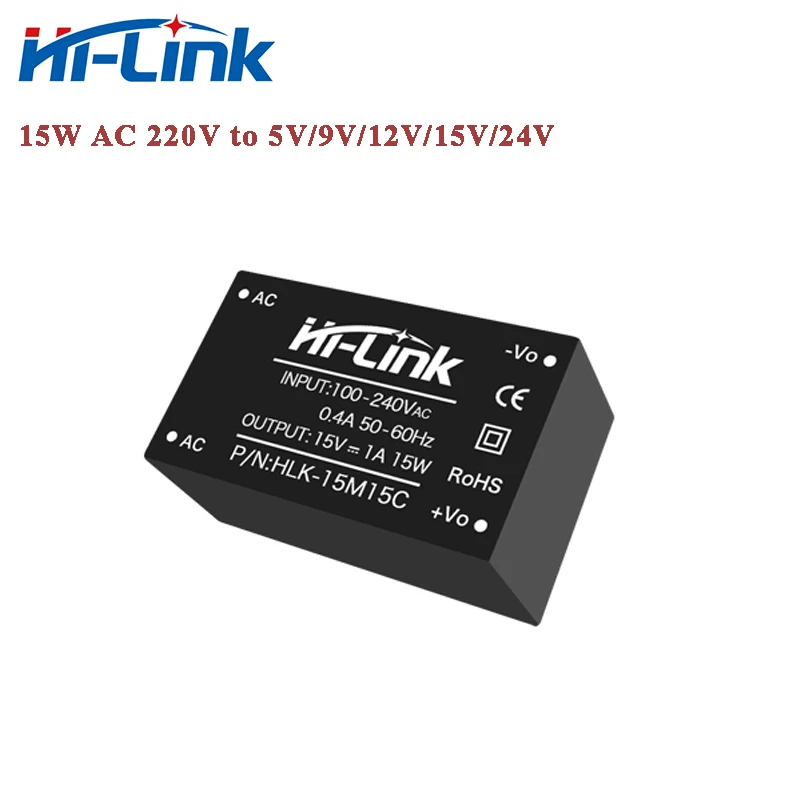 

Free shipping Hi-Link HLK-15M24C new AC DC power supply module 15W 220V to 24V output converter step down transformer