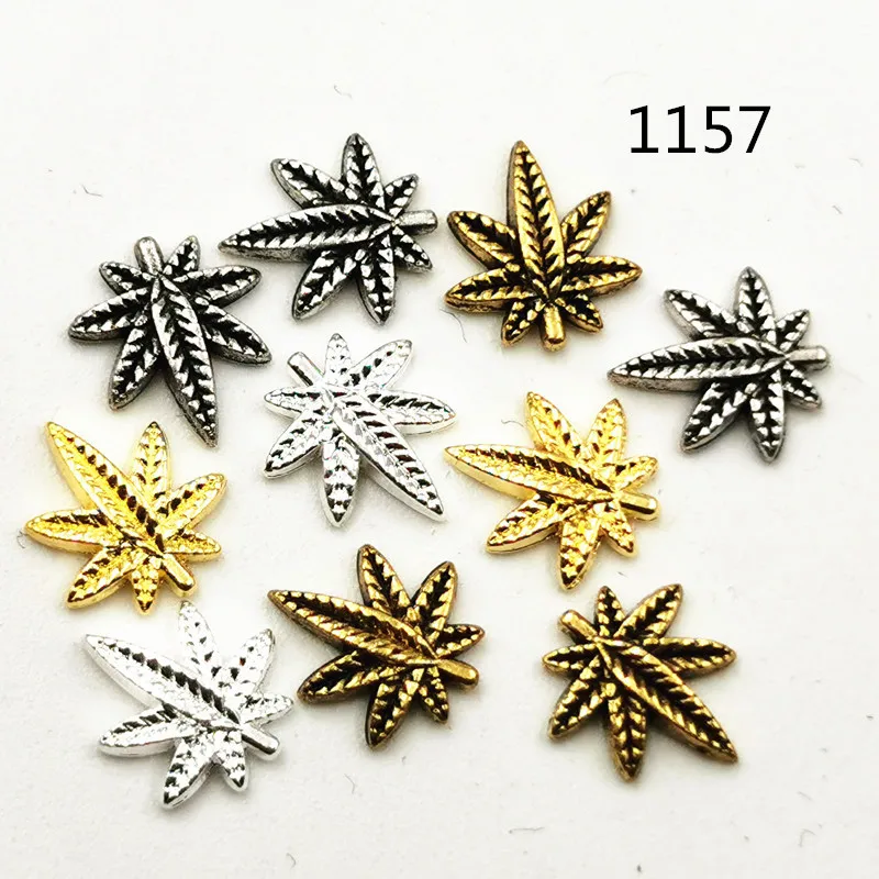 

100Pcs Gold/Silver Maple Leaf Shape Alloy Nail Art Charms 3D Jewelry Crafts DIY Design Decor