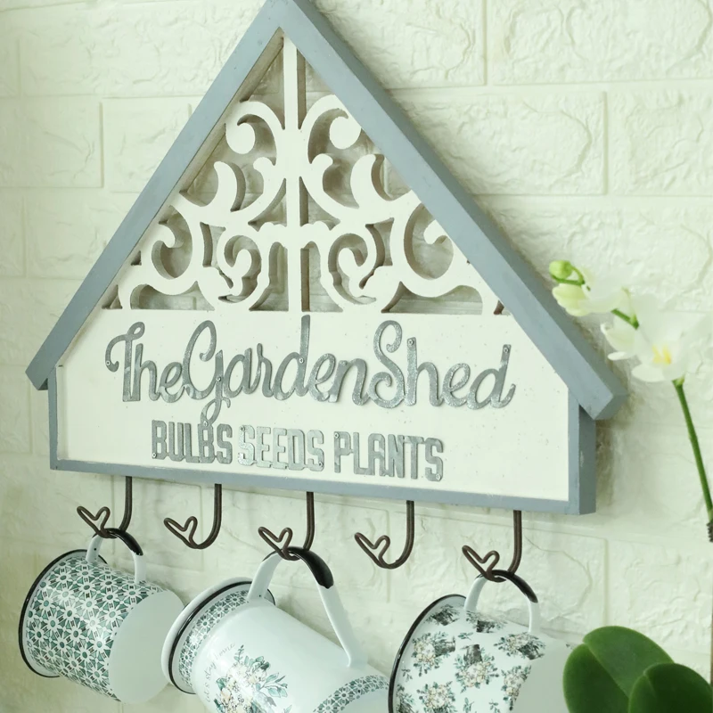 

Wood Art Creative House Modeling Kitchen Living Room Garden Farmhouse Hook Wall Decoration Board Decorations