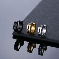 zircon gold color small hoop earrings for women men couple stainless steel round circle piercing earrings jewelry gift