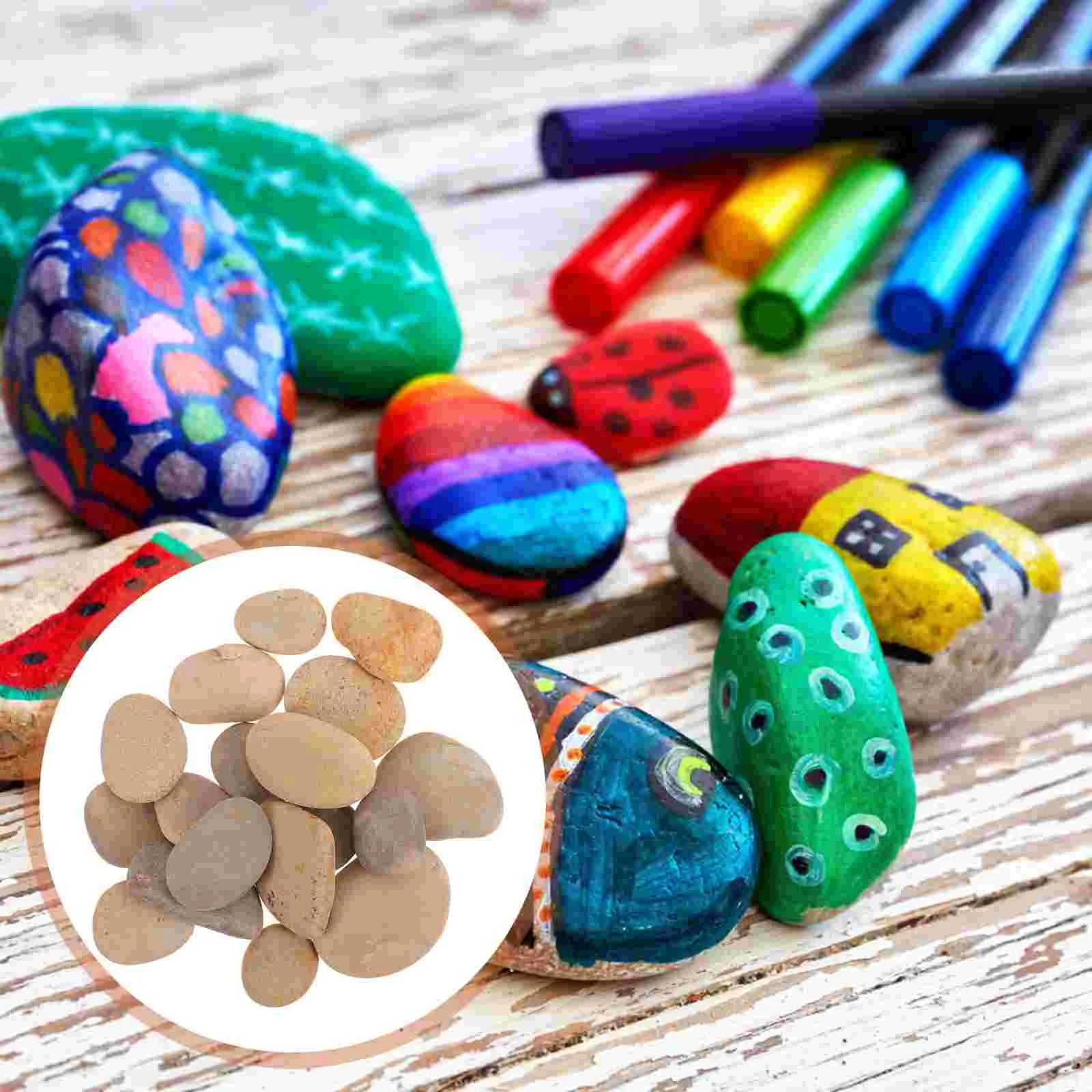 

20 Pcs Painted Stone Natural Stones Household Decor Rock Painting Supplies River Good Looking Rocks DIY Child