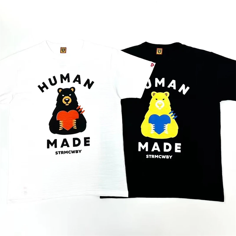 

2023 Cartoon Bear Human Made T-shirts Men Women Summer Best Quality Streetwear Human Made Anime Logo T Shirt Tees