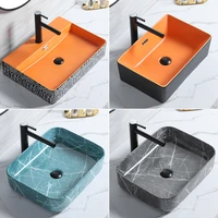 colorful modern rectangular basin vessel balcony counter basin homestay washbasin household toilet sink ceramic basin
