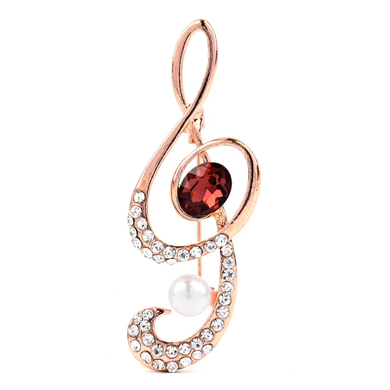 Женская брошь со стразами и музыкальной нотой искусственный жемчуг с