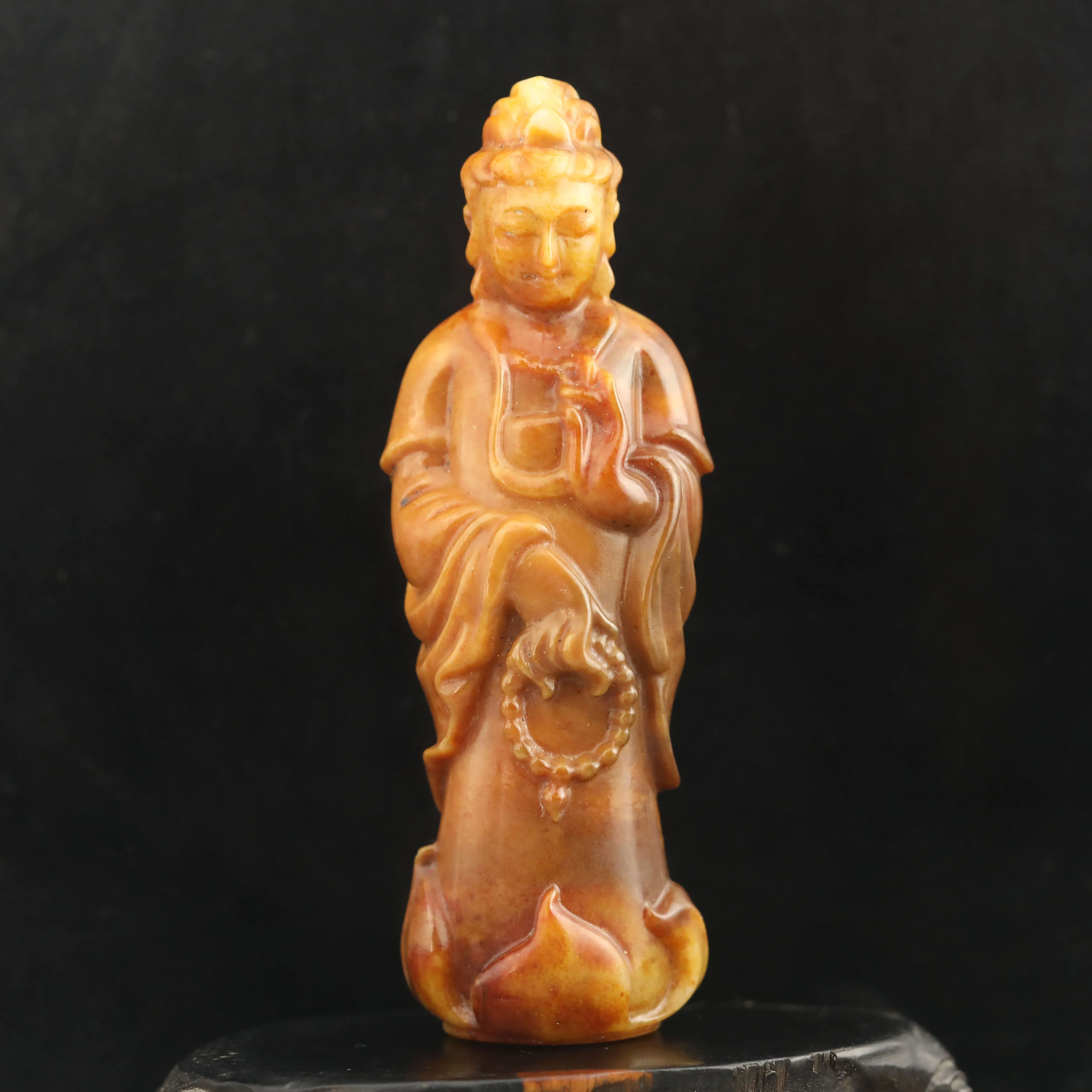

Old China Natural hetian Jade Hand Carved statue of buddha guanyin #1