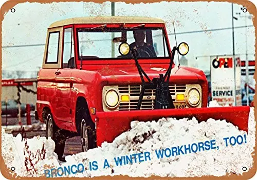 

Metal Sign - 1968 Ford Bronco with Snow Plow - Vintage Look Wall Decor for Cafe beer Bar Decoration Crafts