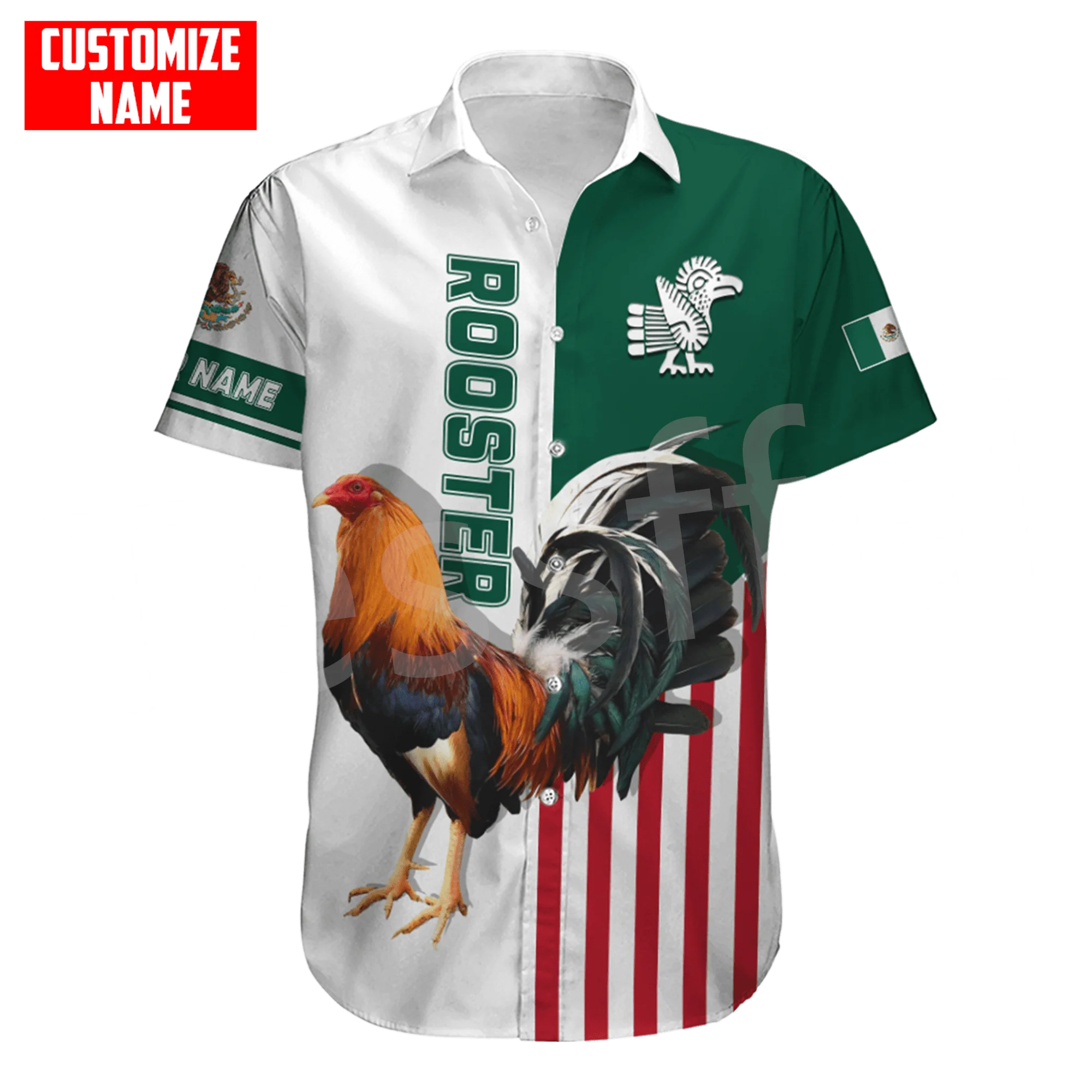 Mexican Rooster Cook Chicken Animal Tattoo Camo Retro 3DPrint Summer Streetwear Collar Casual Hawaiian Shirts Short Sleeves X1