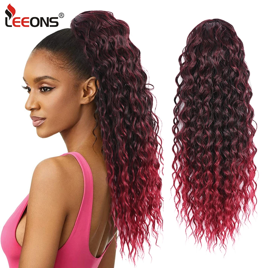 

Synthetic Drawstring Ponytail Ombre Curly Ponytail For Black Women 16/22 Inch Deep Curly Clip In Hair Extensions With 2 Combs