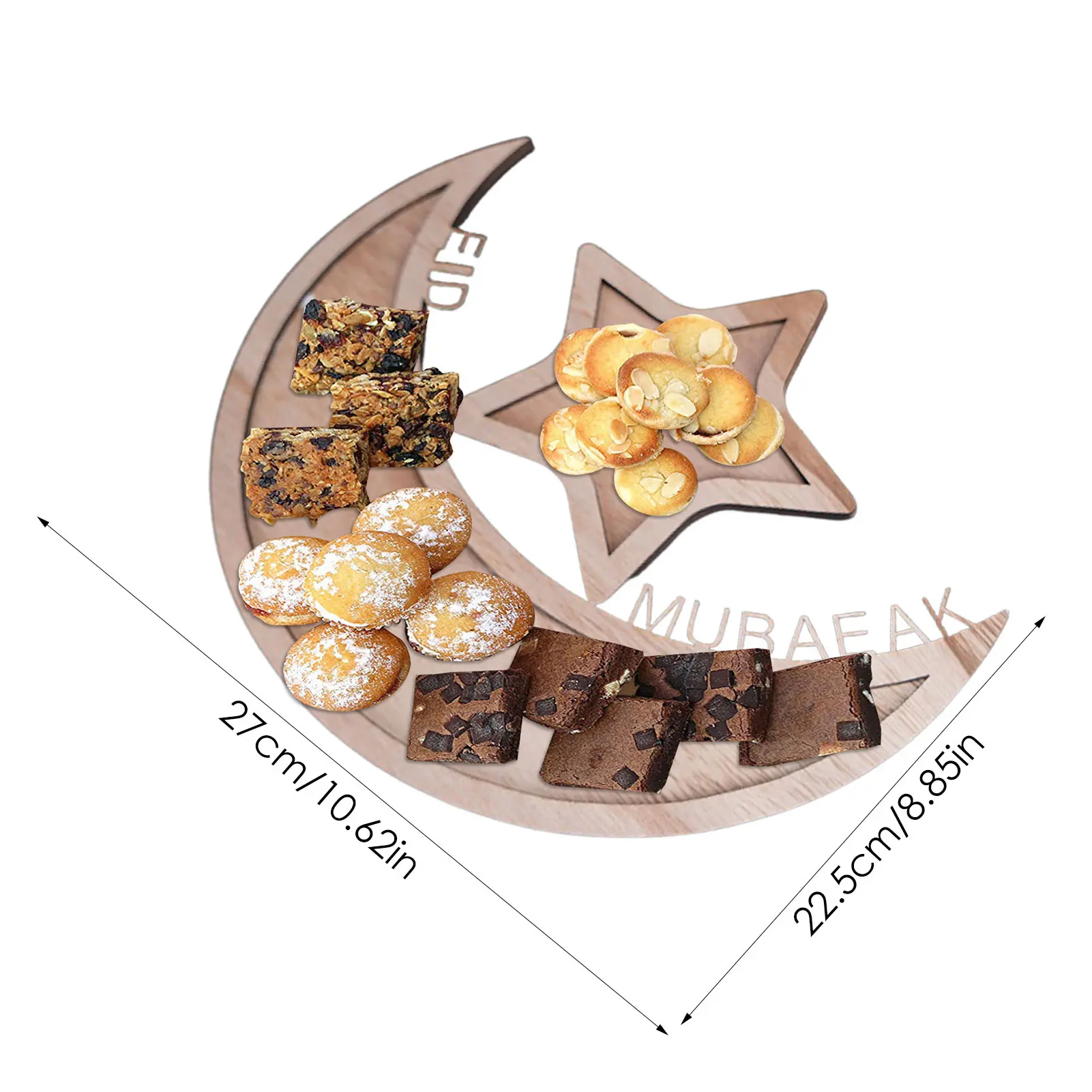 Деревянный поднос для сервировки еды серебристый выпечки посуда вечевечерние