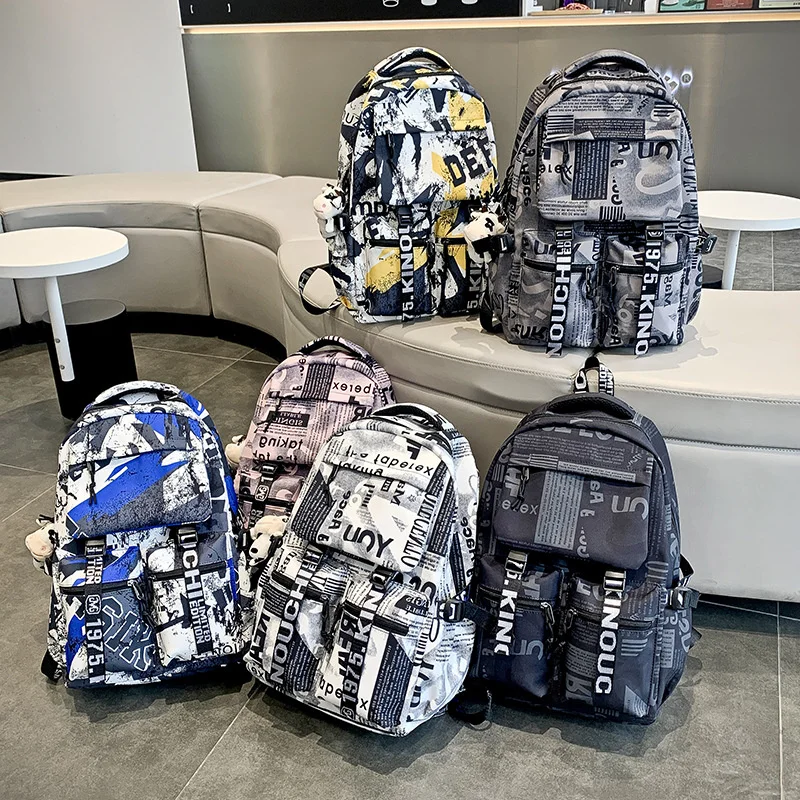 MRLD Boys Girls Couple Waterproof Travel Bags Student Sports Canvas Backpack Kids Fashion High Junior Large Capacity SchoolBags
