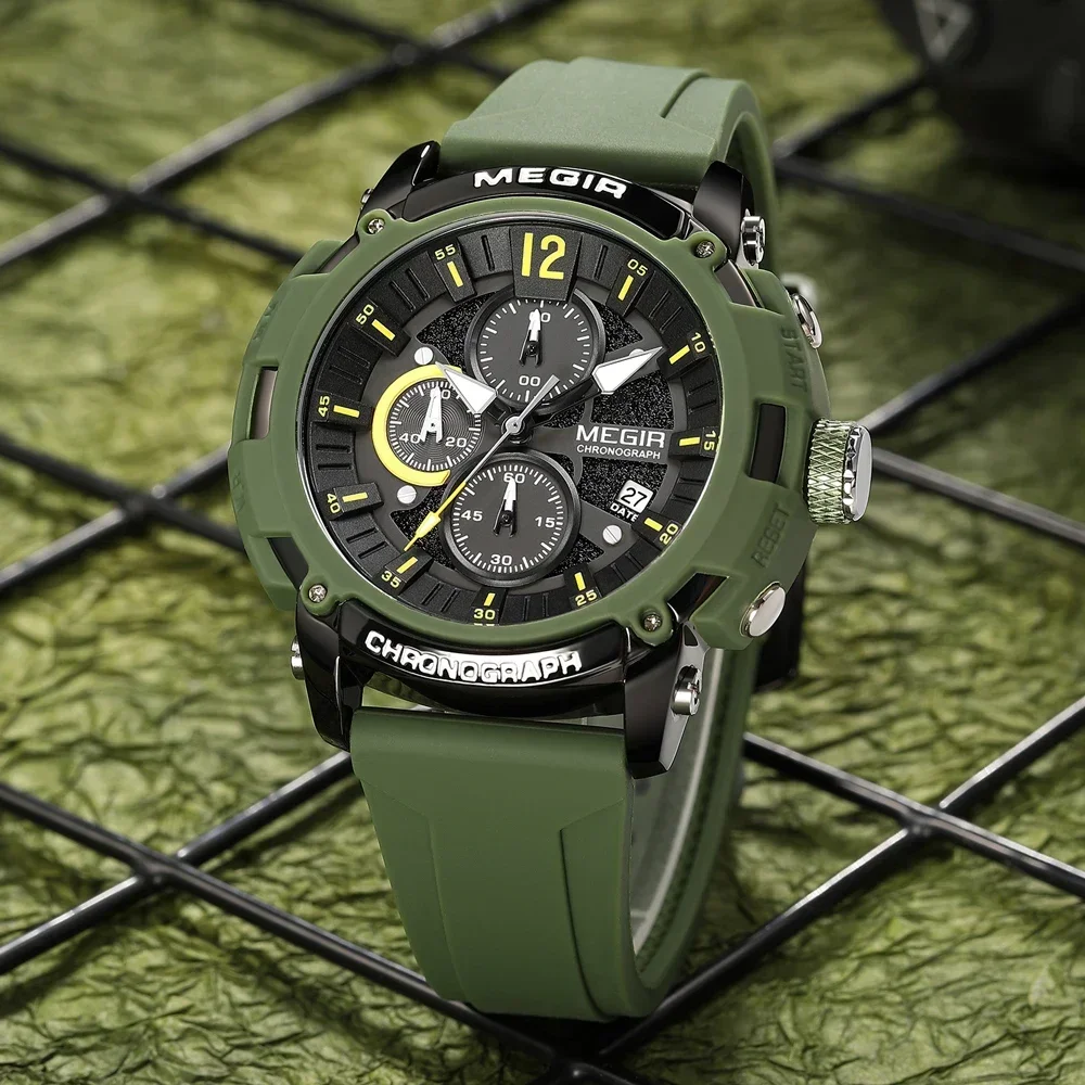 MEGIR студенческие модные спортивные часы с хронографом мужские водонепроницаемые