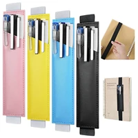 adjustable elastic band pen holder colorful pu leather pen sleeve pouch notebook pen holder for hardcover journals notebooks