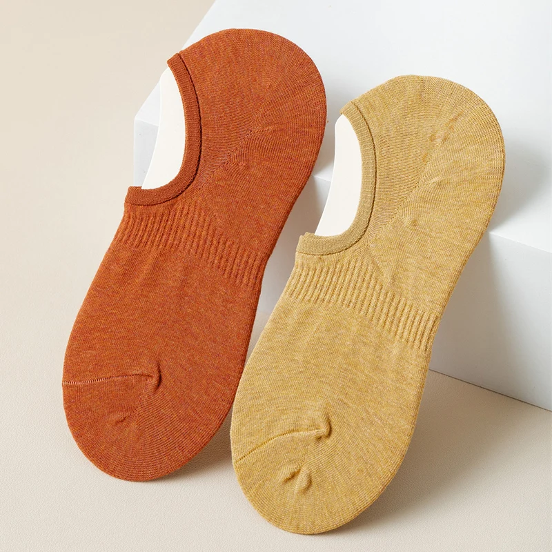 Женские носки-тапочки чистый хлопок новинка 2022 летние однотонные дышащие модные