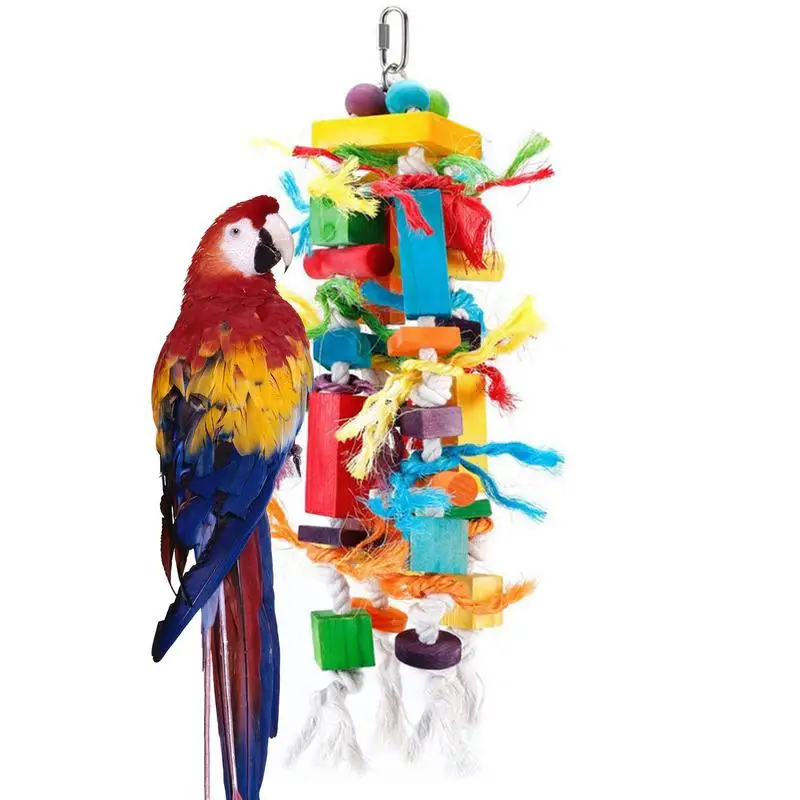 

Игрушка для попугаев, цветная деревянная клетка для попугаев, игрушки для жевания, игрушки для такаду, аксессуары для птиц, для афро-серых макаронов