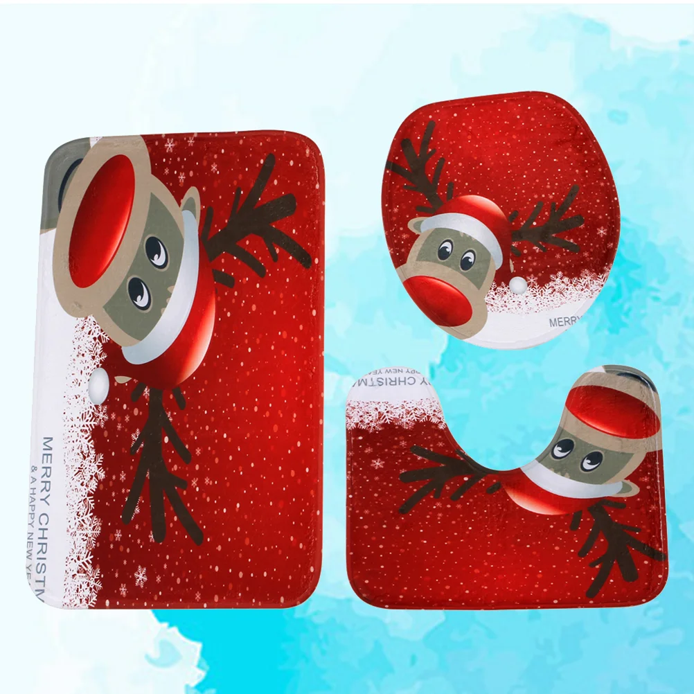 

3pcs/set Toilet Rug Bathroom Mat Absorbent Comfortable Non-Slip Bath Mat Rug