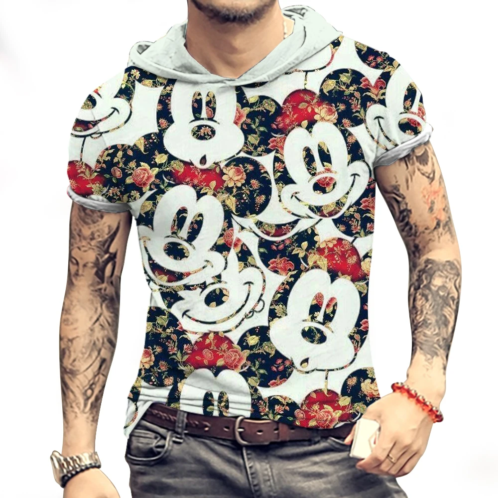 Футболка мужская оверсайз с капюшоном и коротким рукавом 2024