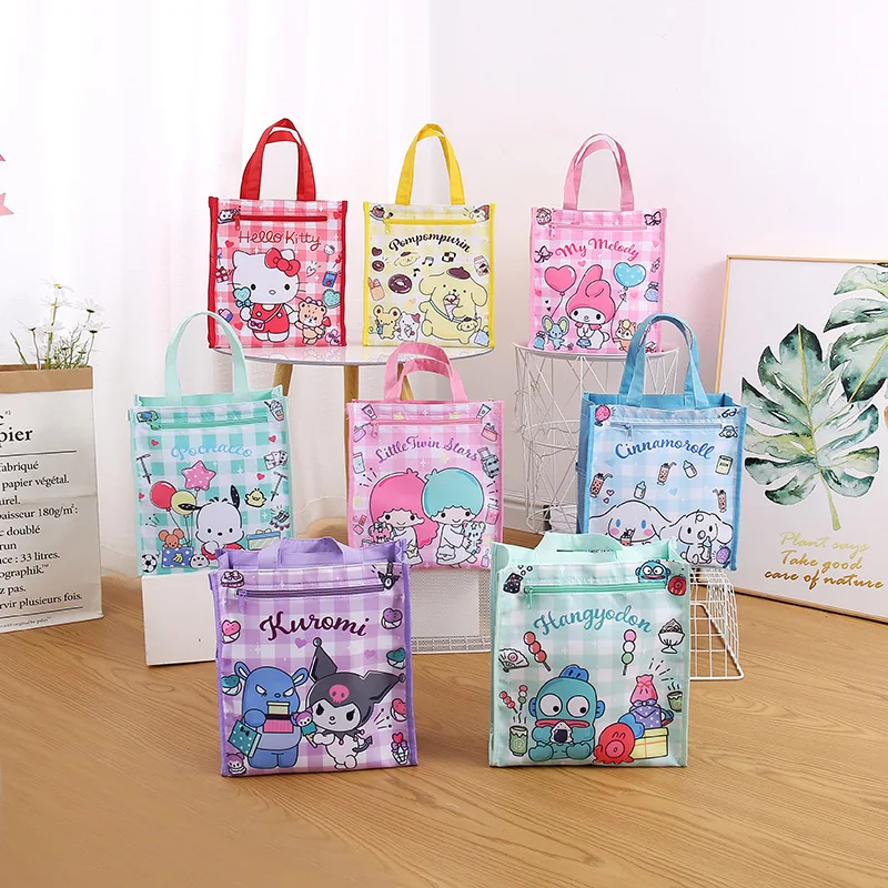 

Kawaii Anime My Melody Student Portable Tutorial Bag Cinnamoroll Textbook Storage Bag Kuromi Portable Lunch Box Bag for Girls