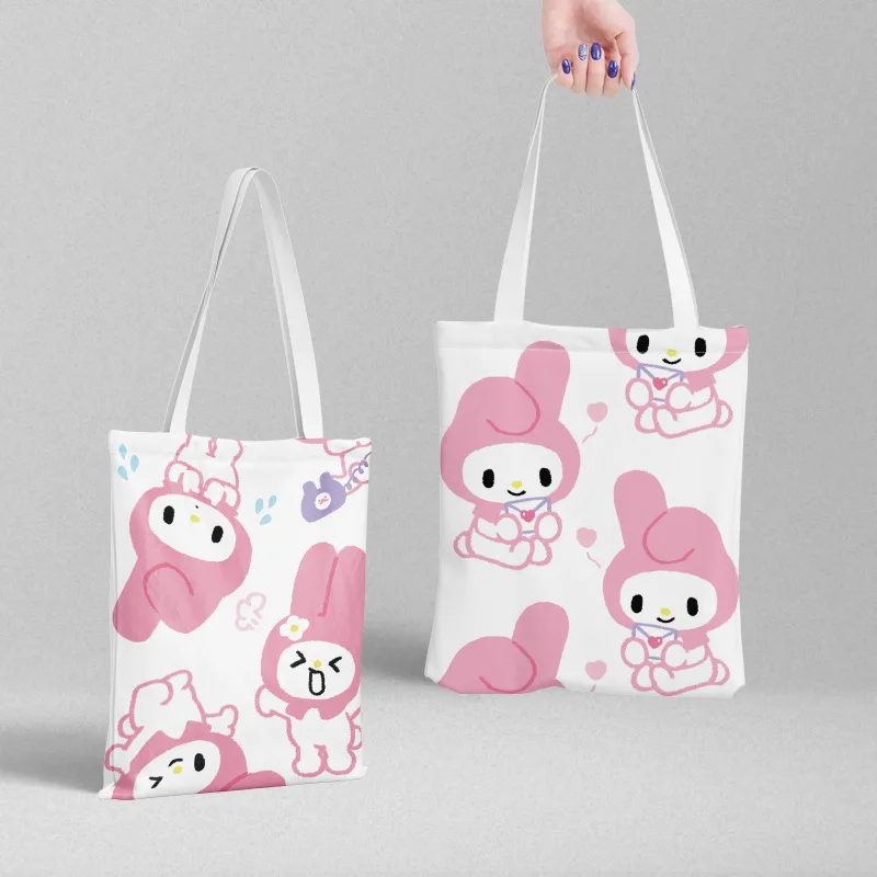 

Kawaii Sanrio Accessories Canvas Bag Mymelody Anime Cute Beauty Shoulder Simple Female Soft Handbag Toys for Girls Gift