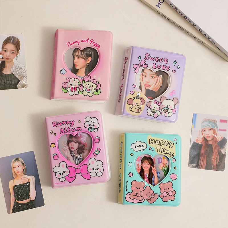 

3 Inch Photo Album Love Heart Bear Rabbit Kpop Photocard Holder Photo Card Collect Book Storage Album School Stationery