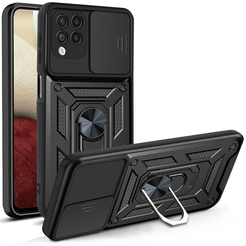 Чехол для Samsung Galaxy A12 бронированный противоударный чехол с кольцом-держателем M12