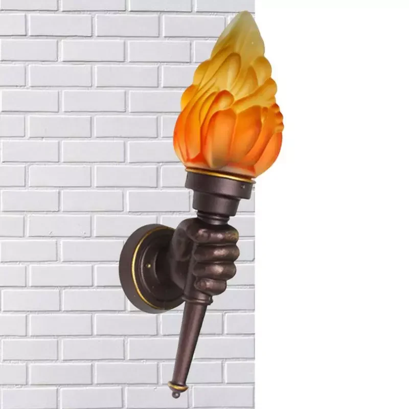

Torch Lamp Classical Hand Torch Light Creative Wall Lamp Wall Sconces With Flame Home Decorative Vintage Art For Bedroom