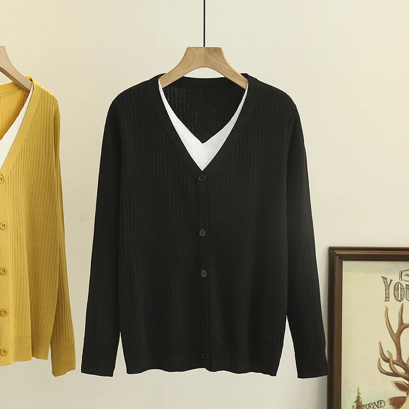 

Autumn New Maternity Versatile Casual V-Neck Knitwear Black