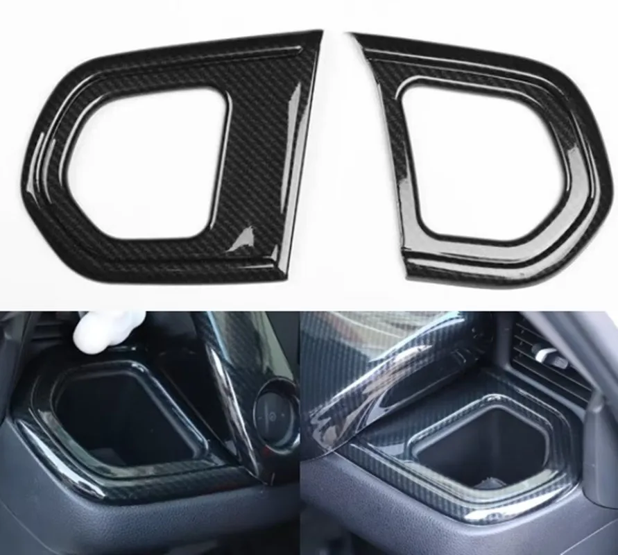

2x Carbon Fiber/Red ABS Car Dashboard Water Cup Holder Cover Trim Sticker Fit For Honda FIT 2021-2022