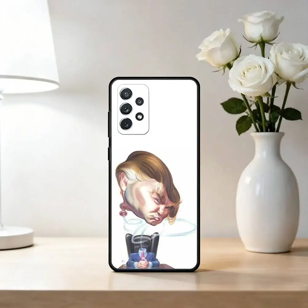Фото Чехол для телефона Samsung S25, S24, S21, S22, S23, S30, Ultra, S20, Plus, Fe с мультяшным изображением Т. Трампа, мягкий силиконовый, черный №3