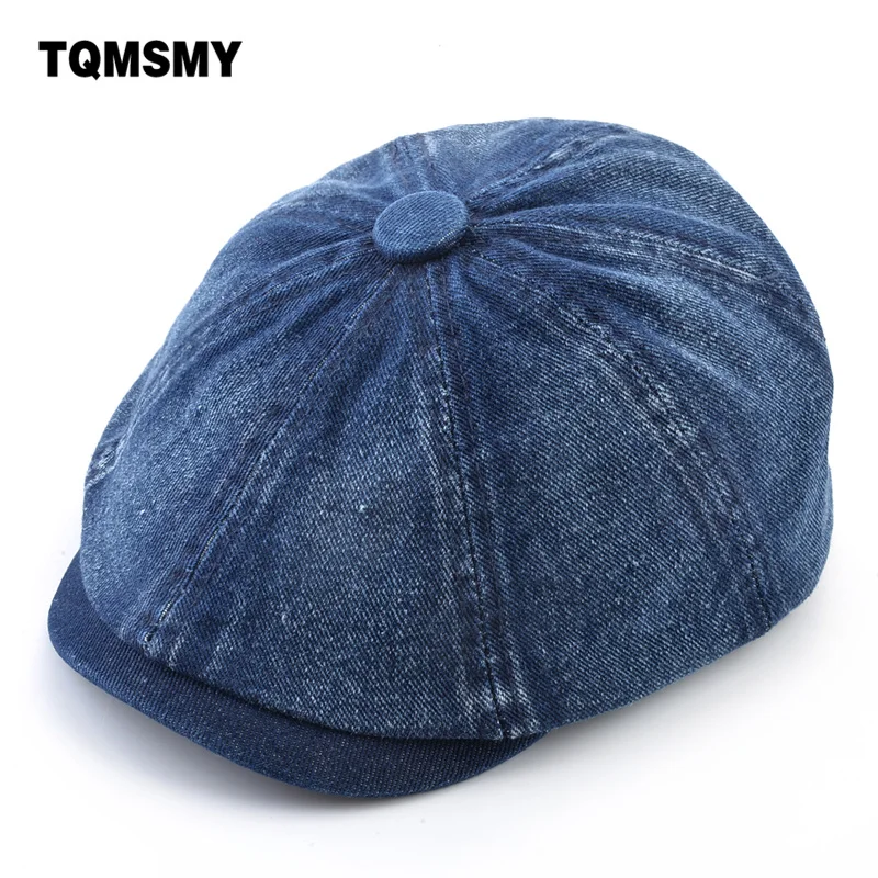 

Wased denim fabric Berets Men's Autumn Fasion Newsboy Caps Retro Male Artist Flat Visor Peaked at Men Sprin Casual Boina
