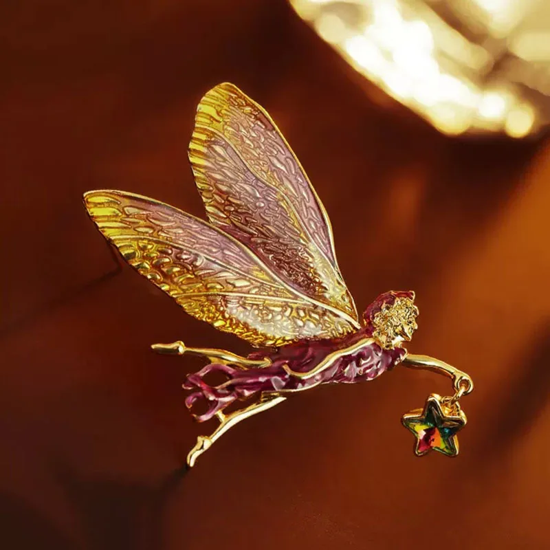 

Trendy Brooch Angel Gold Color Crystal Colourful Enamel Vintage Jewelry for Women Girls Gifts Gift Dropshipping