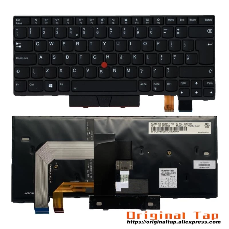 Английская клавиатура с подсветкой в Великобритании для Lenovo Thinkpad T470 A475 T480 A485 01AX516