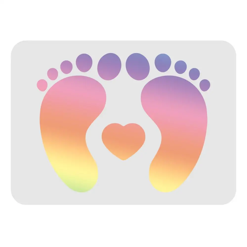 

Footprint Stencil Template Plastic Baby Shower Footprint Pattern Drawing Painting Stencils Rectangle Reusable Stencils for Wood
