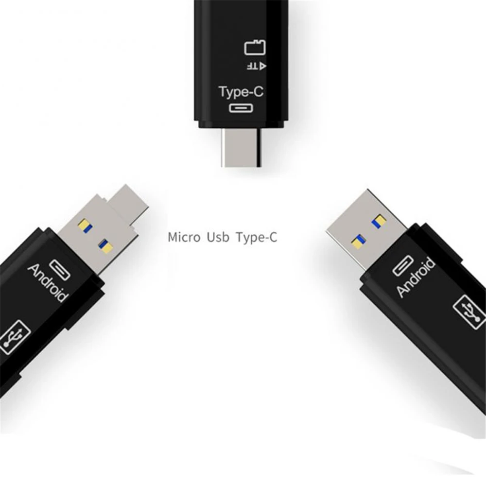 Многофункциональный OTG кардридер 5 в 1 с разъемом Type C/MicroUSB/USB высокоскоростной