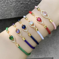 fashion bohemian color bracelet womens diy hand braided rope zircon devils eye bracelet wholesale jewelry
