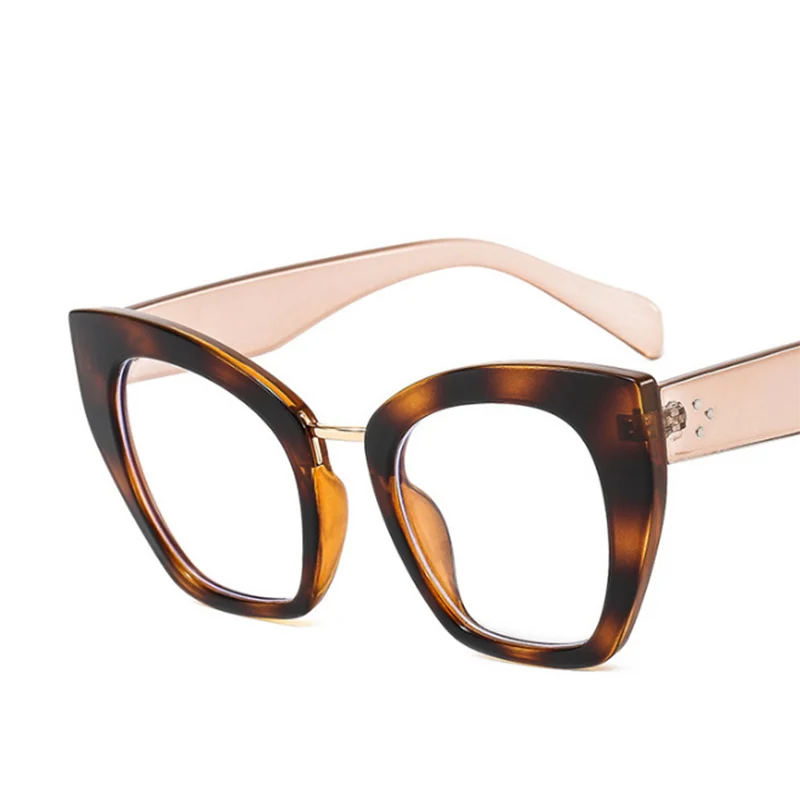 Треугольные очки кошачий глаз с большой оправой прозрачные линзы оверсайз