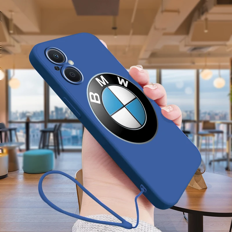 

Luxury Car BMW Color LOGO For OPPO A5 A9 A12 A72 A53 S A73 A93 Find X2 X3 X5 Lite Pro Neo 5G Liquid Rope Soft Phone Case