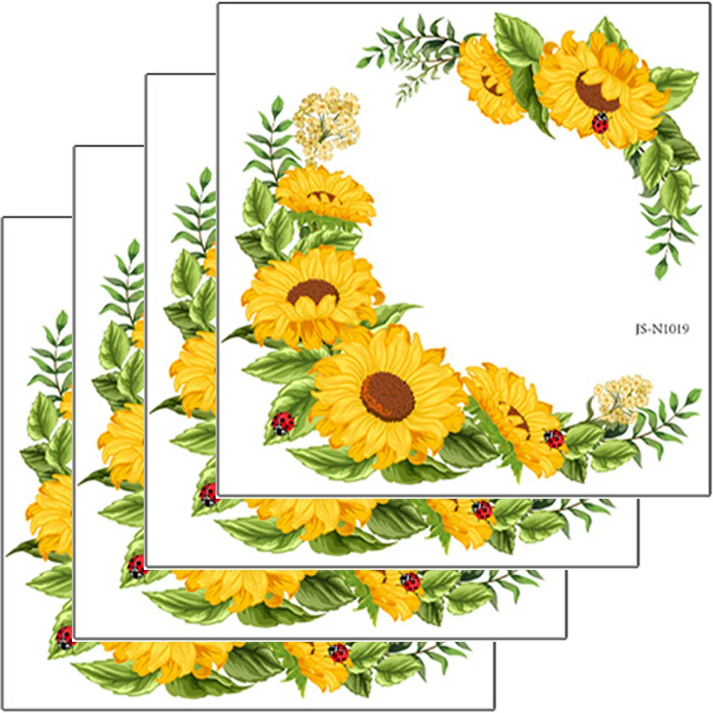 

4pcs Peel And Wall Stickers Sunflower Wall Stickers Wall Stickers For Kitchen Sunflower Sticker Sunflower Room Decor