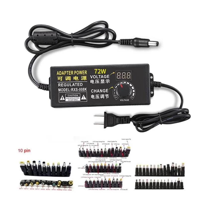 

Регулируемый адаптер питания переменного тока 100-240 В в постоянный ток 3 в 24 в 9 в 12 В 15 в 18 в 1A 2A 3A 5A 10A разъем постоянного тока настенное зарядно...