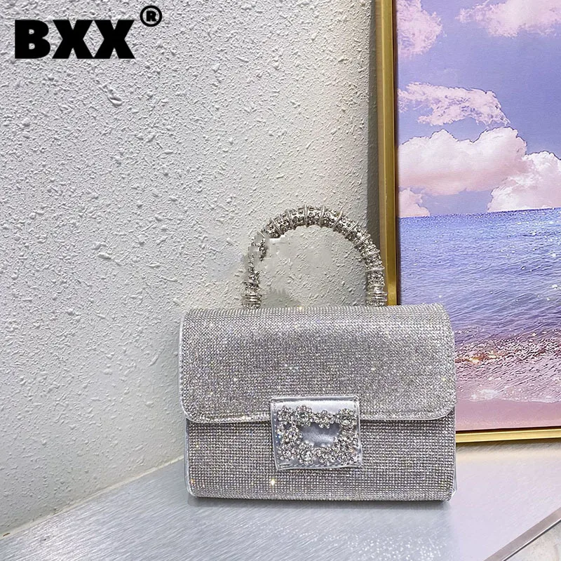 

[BXX] Роскошные блестящие вечерние сумки для Стразы, женская модная Высококачественная сумка через плечо с цепочками, тренд 2023, 8AB226