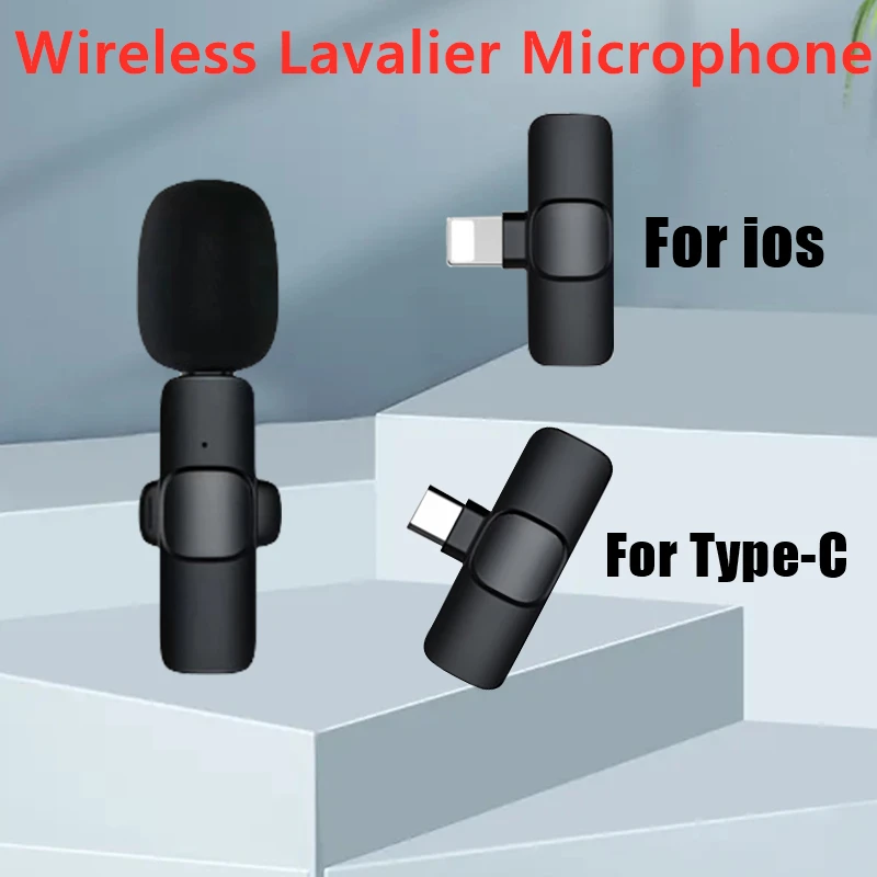 

For iPhone 14 13/Type-C Mobile Phone Wireless Lavalier Microphone Portable Audio Video Recording Mini Mic Mike Live Game Teach