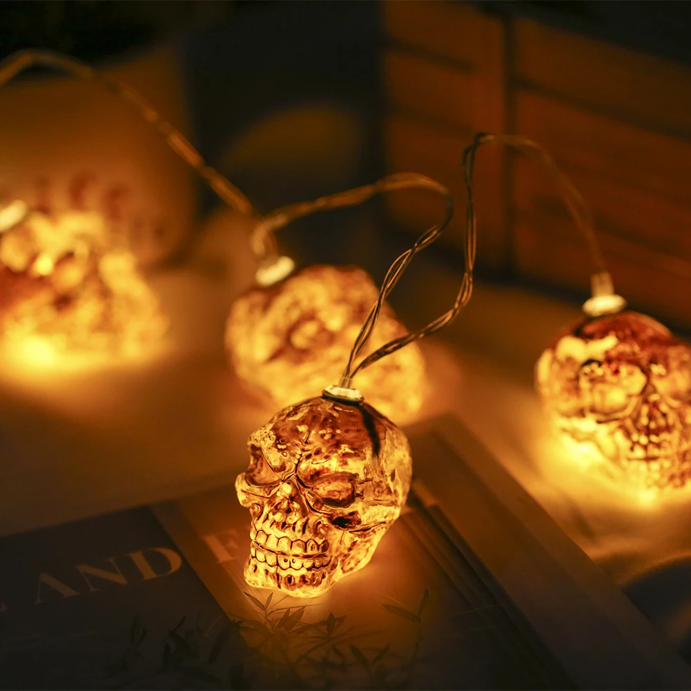 

1.5m Decor Lights Battery Powered 10led Ghost Hanging Light Lightweight Without Battery Festival Party Decor Halloween Ornaments