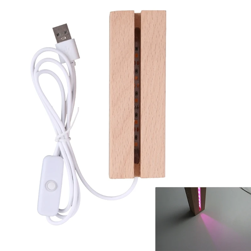 

Цветная подставка для лампы, деревянное прямоугольное осветительное основание, основание для светодиодного дисплея с USB-кабелем для акрило...