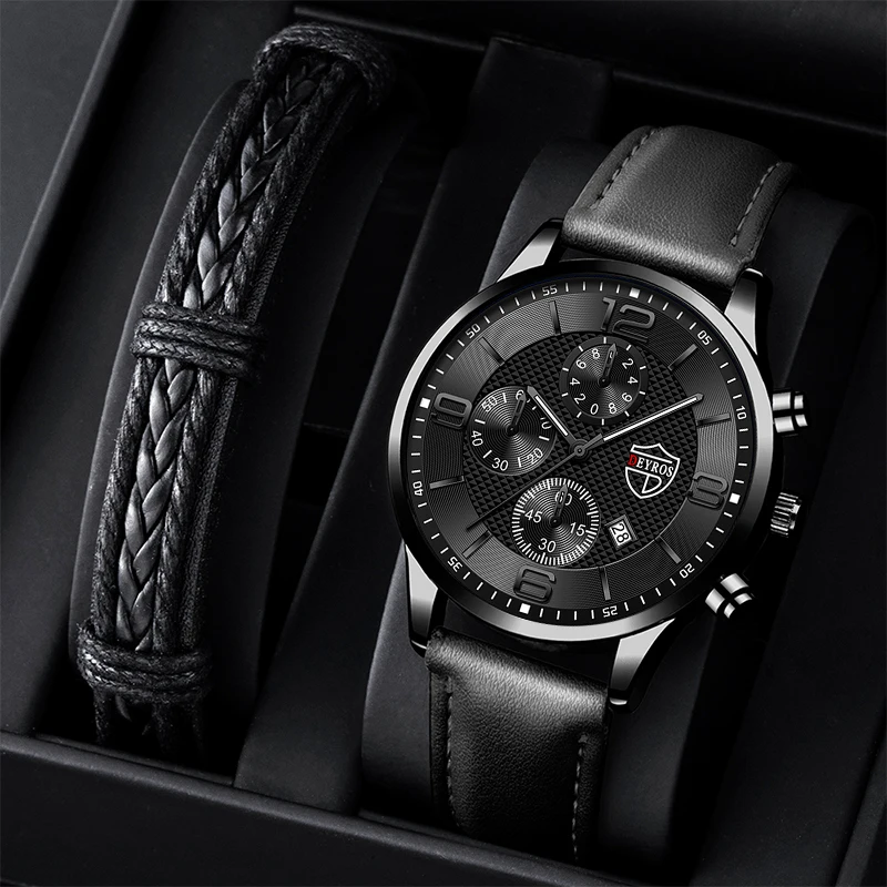 

Fashion Brand Men's Watches Luxury Men Leather Quartz WristWatch Leather Bracelet Watch Sports Casual Male Luminous Clock