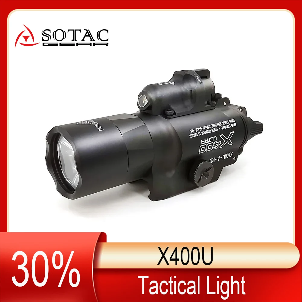 

SOTAC-GEAR SF X400 Series X400U Weapon Light Tactical Hunting Flashlight With Red Laser Sight 20mm Picatinny Weaver Rail Mount