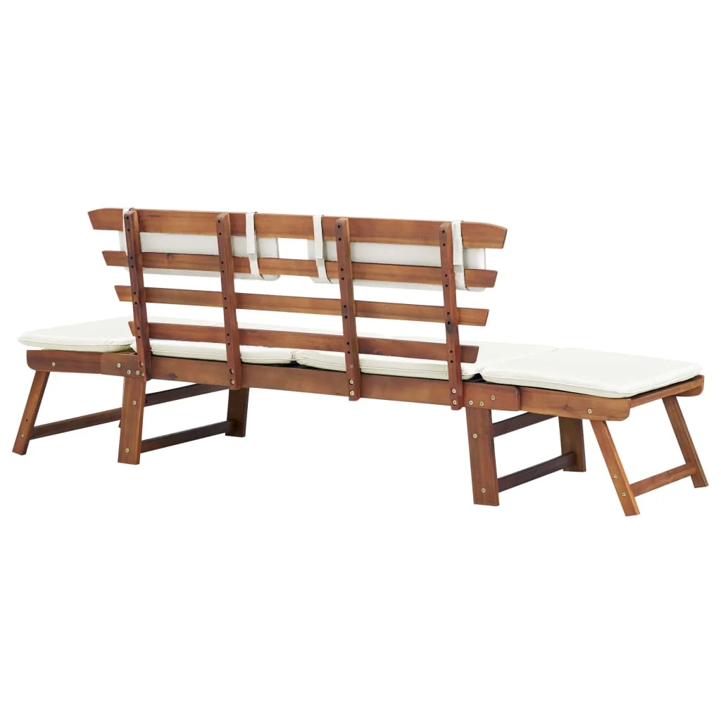 

Patio Outdoor Bench Deck Outside Garden Furniture Balcony Lounge Home Decor with Cushions 2-in-1 74.8" Solid Acacia Wood