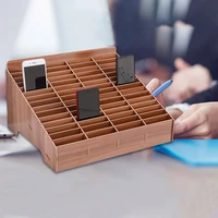 multi grid wooden mobile phone storage box desktop organizer for office classroom xh8z