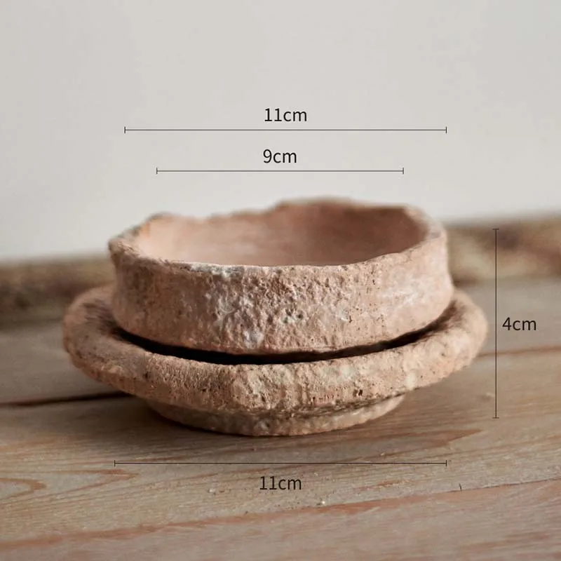 Маленький цветочный горшок в стиле ретро для садоводства, украшение для дома, керамическая зеркальная раковина ручной работы с подносом для растений суккулентов