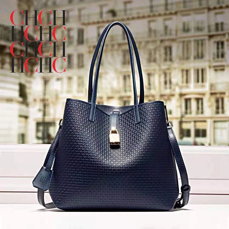 

100% натуральная кожа CHCH HCHC рельефная Сумка-тоут для женщин 2022 новые модные сумки на одно плечо роскошный брендовый дизайнерский кошелек